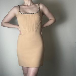 DAVID KOMA Crystal strap mini dress. Nude. Never worn!